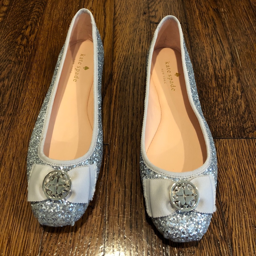 Silver Glitter Kate Spade Flats - Size 7